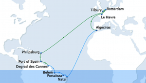 Ruta por el atlántico en carguero